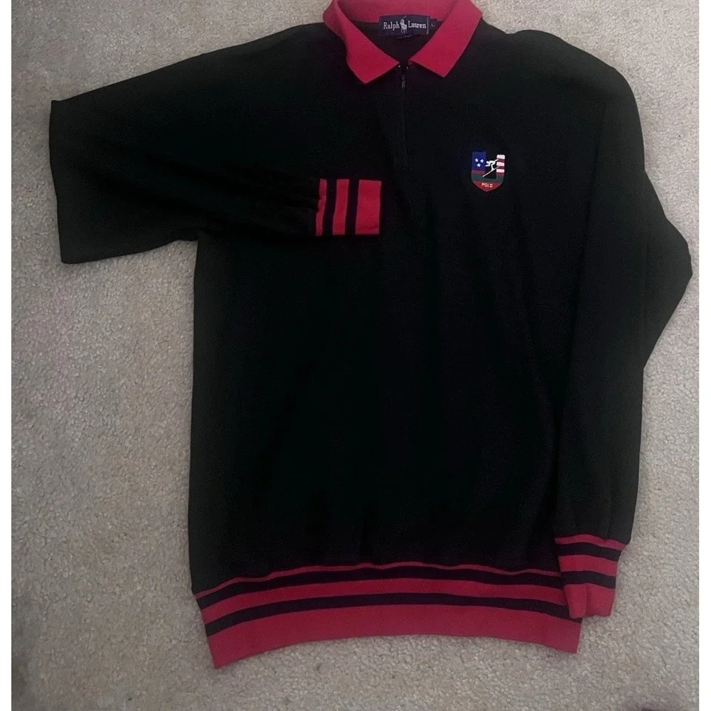 Vintage 90s Polo Ralph Lauren 1/4 Zip Suicide Ski Patch Pullover Mens Large‎